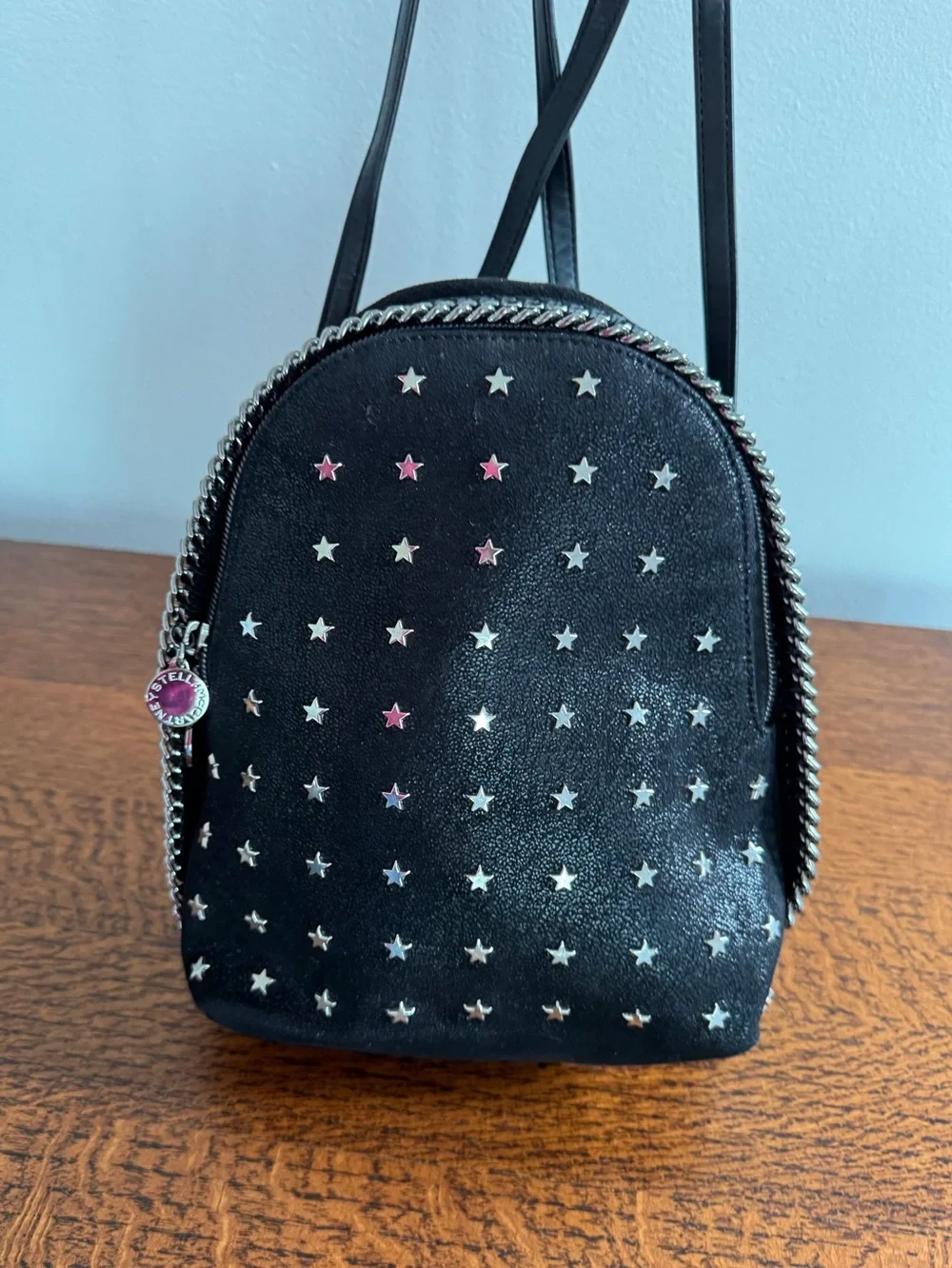 falabella mini backpack silver Stella McCartney Silvery Metallic Quilted shoulder bags Stella McCartney Falabella Black Mini